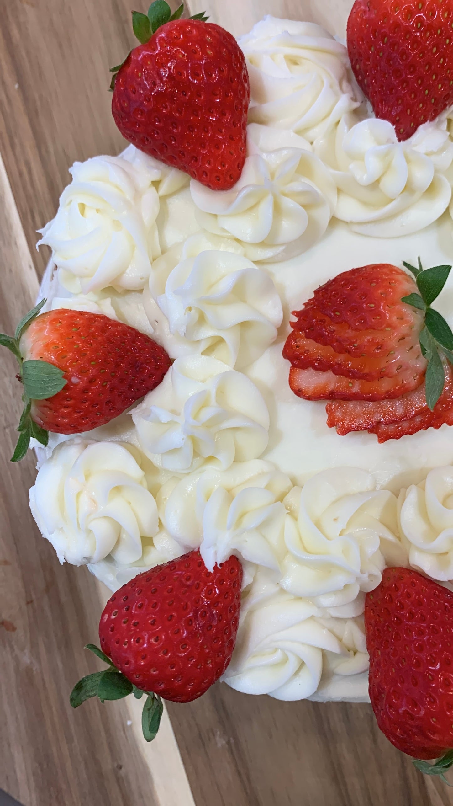 VANILLA + STRAWBERRY JAM CAKE w/ CREAM CHEESE ICING